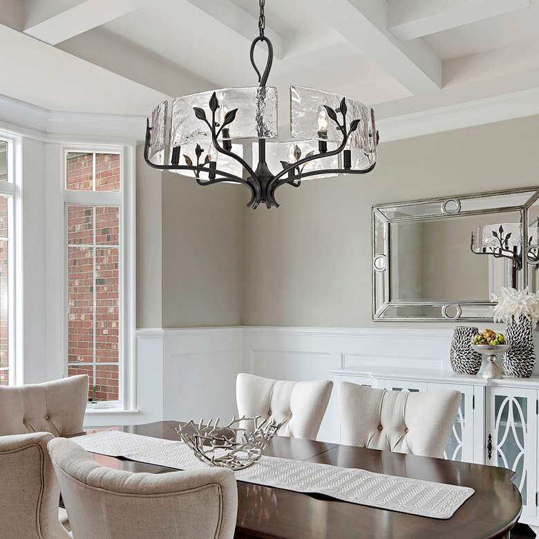 Image 1 Calla 27 3/4" Wide Natural Black 6-Light Chandelier in scene