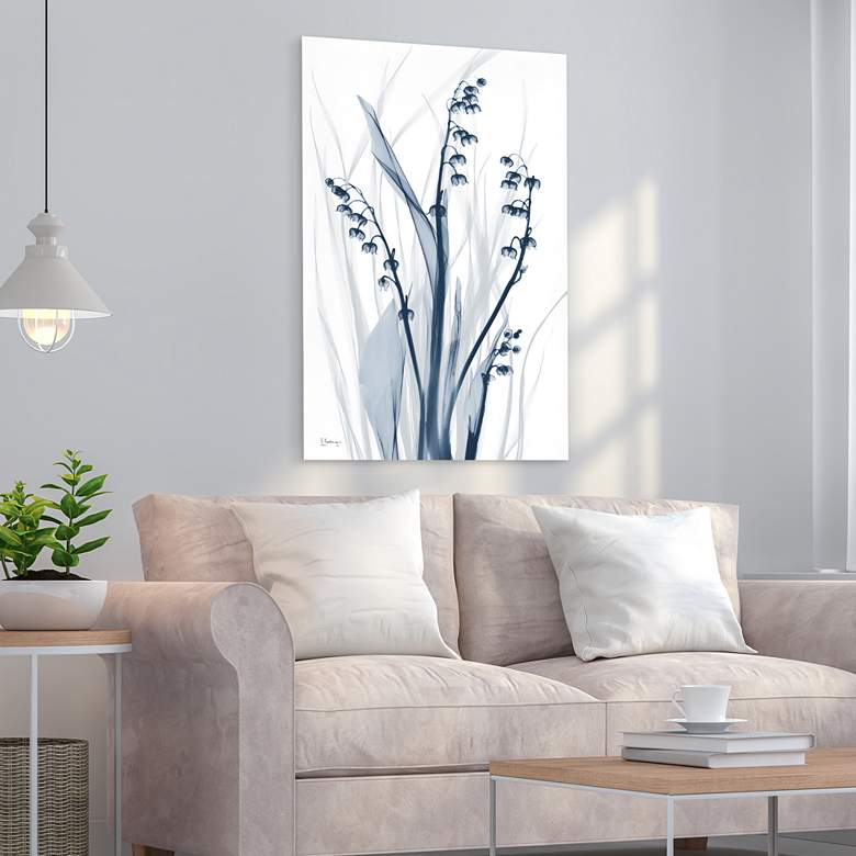 Image 1 Radiant Blues 2 48" High Tempered Glass Graphic Wall Art in scene