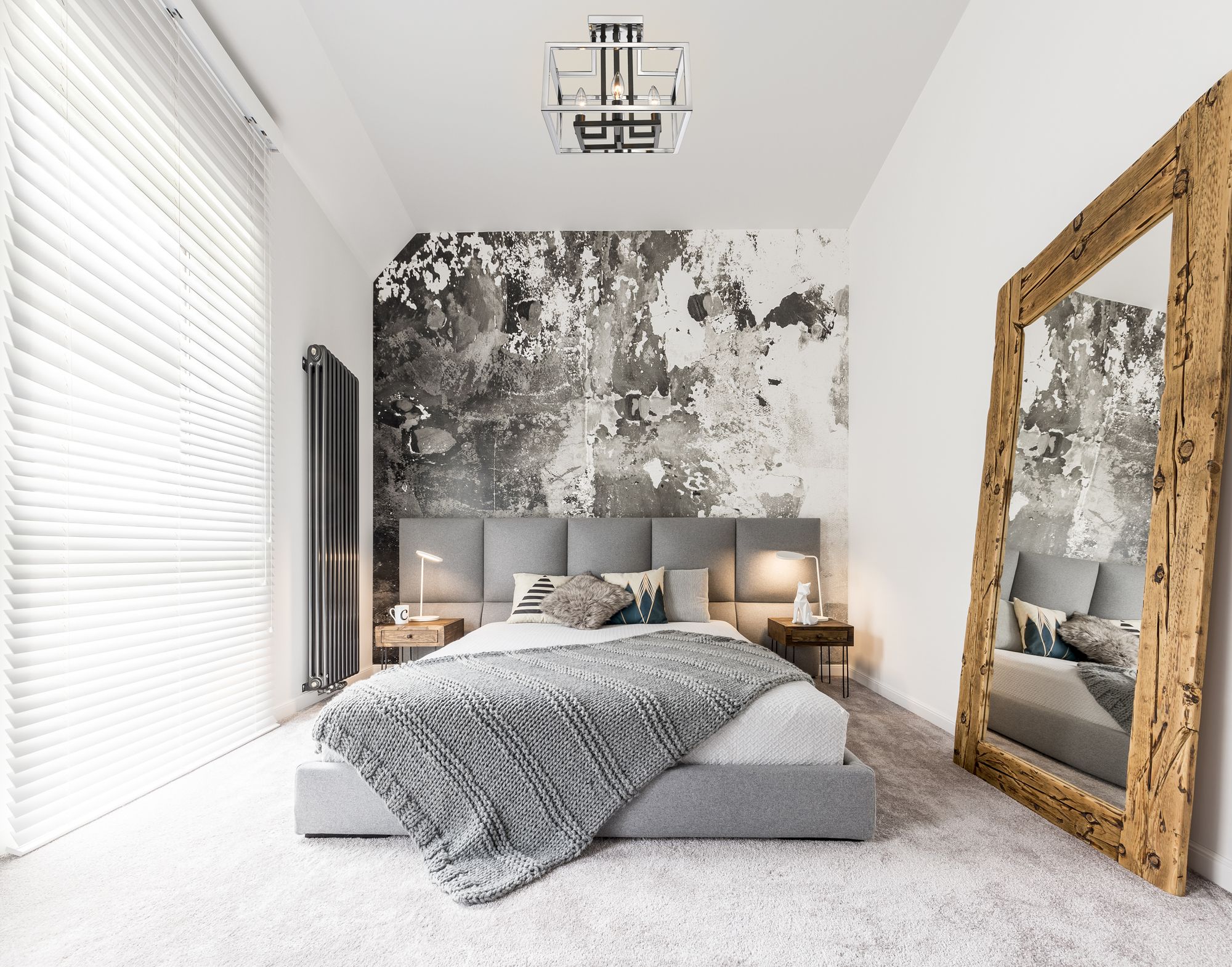 Image 1 Quadra 13" Wide Chrome and Matte Black 4-Light Ceiling Light in scene