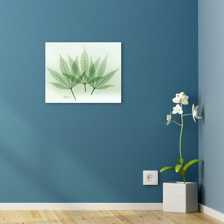 Image 1 Green Flower 20"W Floating Tempered Glass Graphic Wall Art in scene