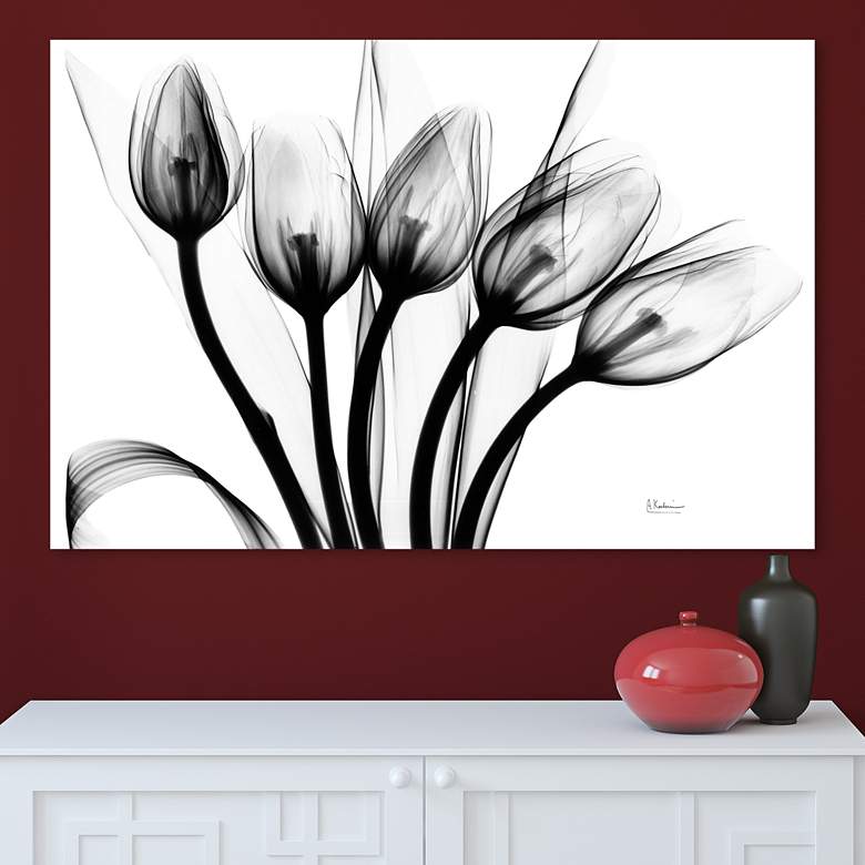 Image 1 Marching Tulips 48"W Free Floating Glass Graphic Wall Art in scene