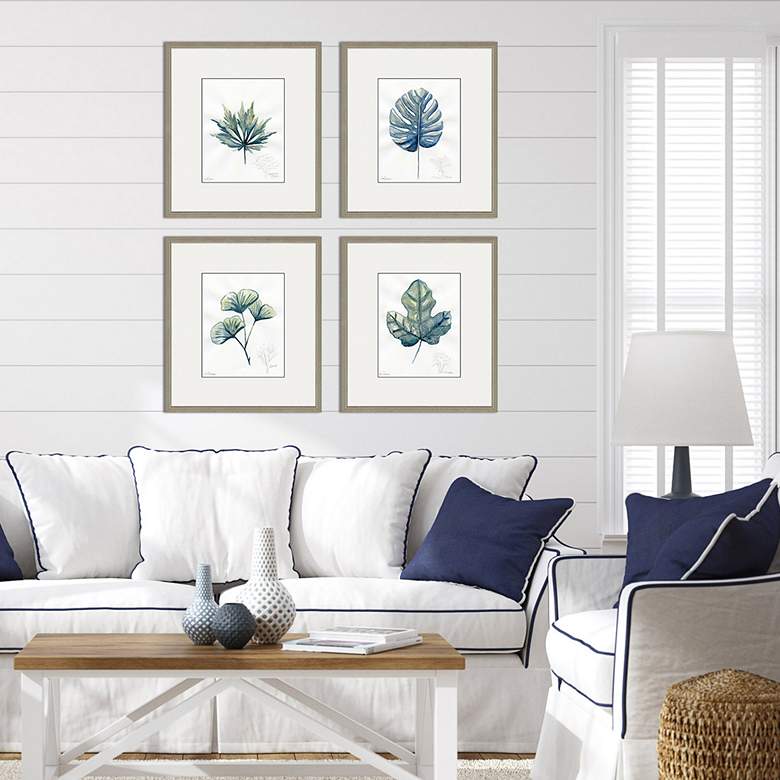 Image 1 Plant Drawings 17" Wide 4-Piece Framed Giclee Wall Art Set in scene