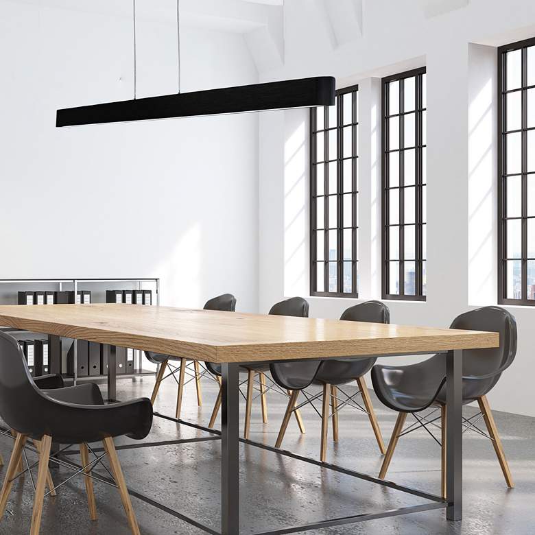 Image 1 WAC Volo 74 1/2" Wide Brushed Black LED Linear Pendant in scene