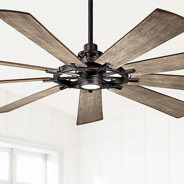85" Gentry Anvil Iron LED Ceiling Fan with Walnut Blades
