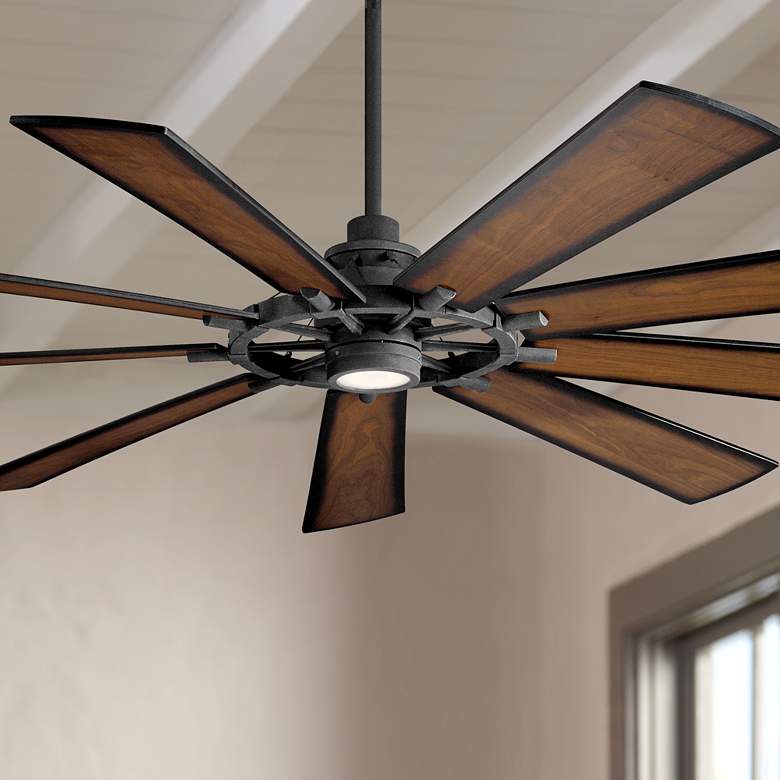 Image 1 85" Kichler Gentry Distressed Black LED Ceiling Fan