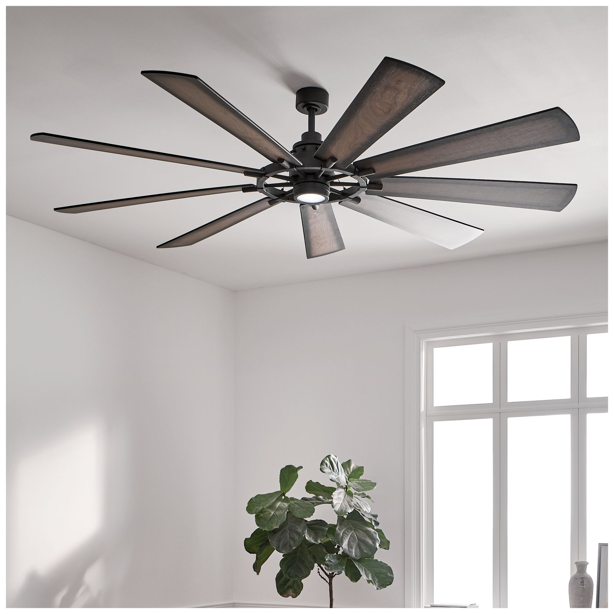 85" Kichler Gentry Distressed Black LED Ceiling Fan