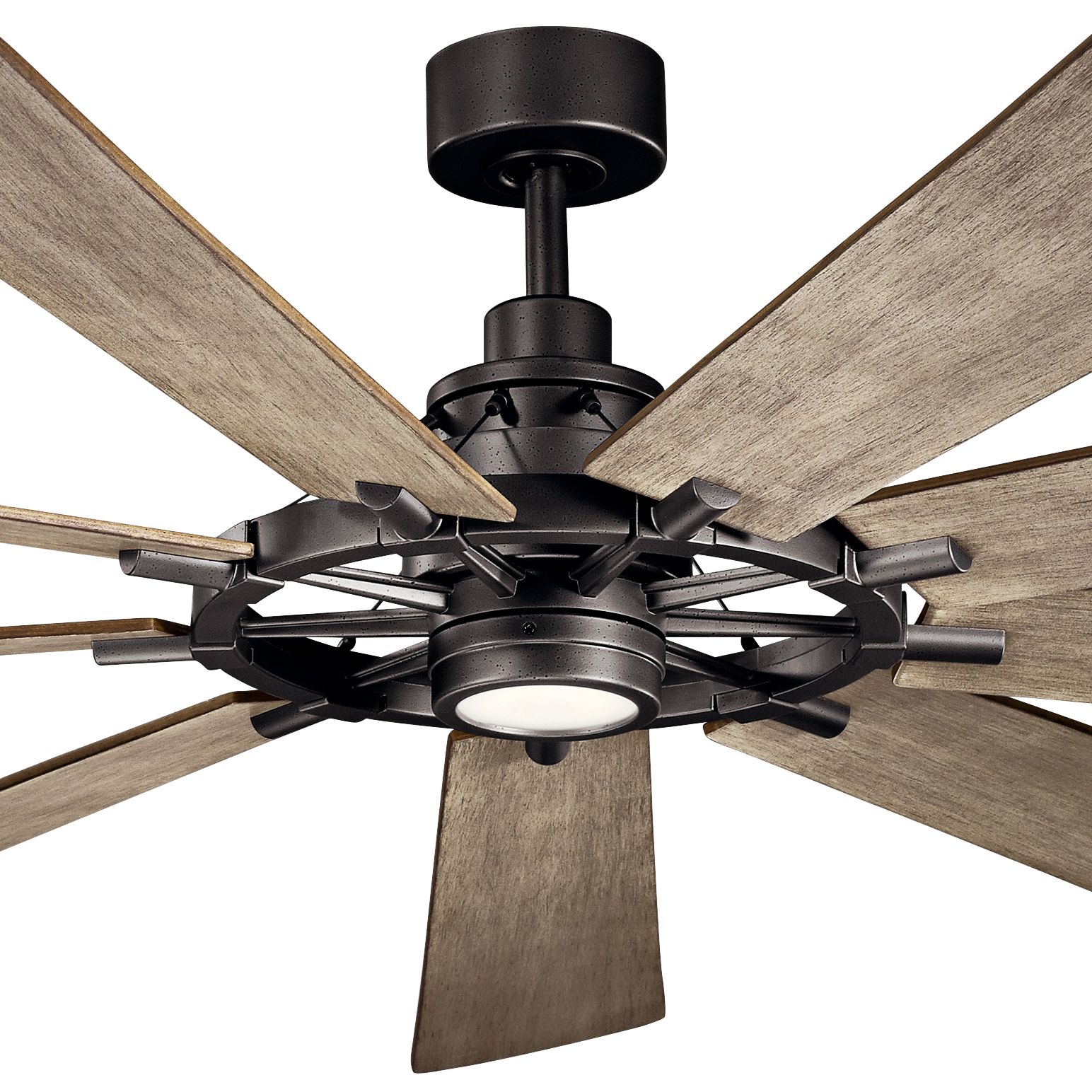 85" Kichler Gentry XL Iron LED Large Ceiling Fan with Wall Control 65A98 Lamps Plus