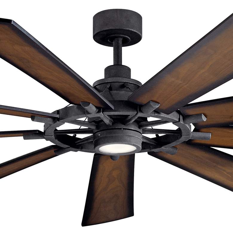 Image 3 85 inch Kichler Gentry XL LED Black Wagon Wheel Fan with Wall Control more views