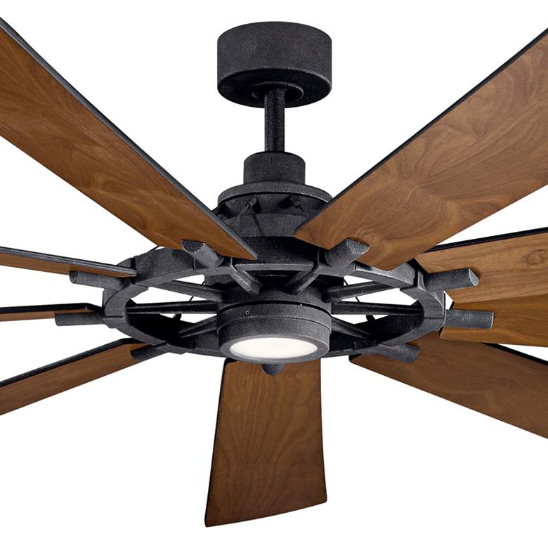 Image 4 85" Kichler Gentry XL LED Black Wagon Wheel Fan with Wall Control more views