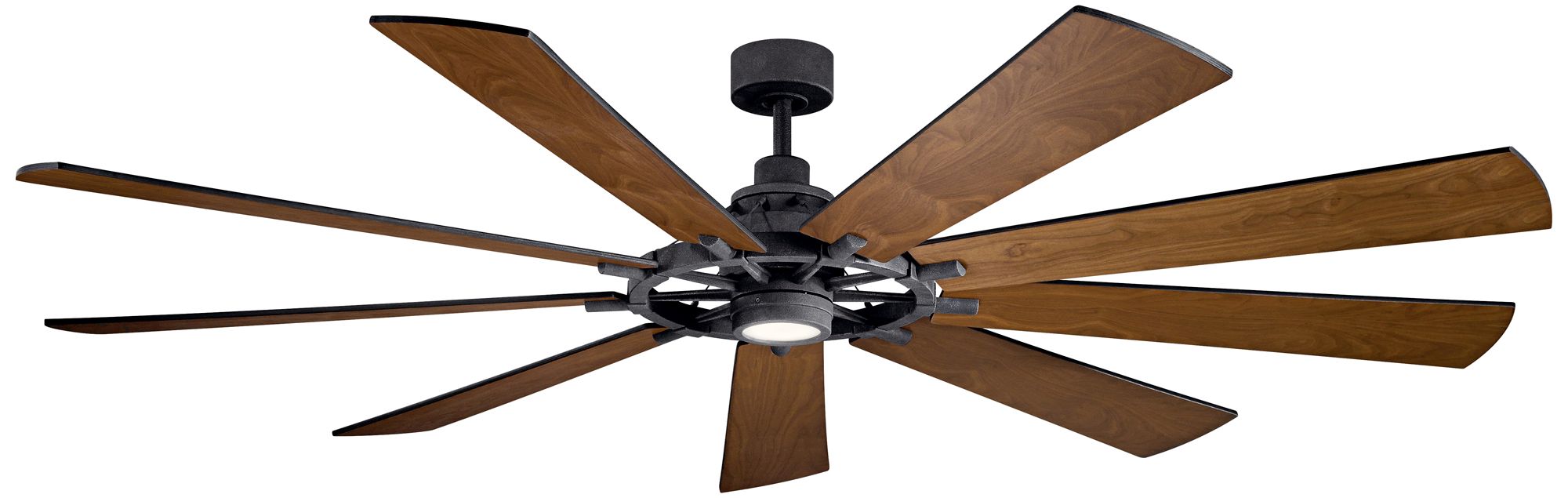 85" Kichler Gentry XL LED Black Wagon Wheel Fan with Wall Control