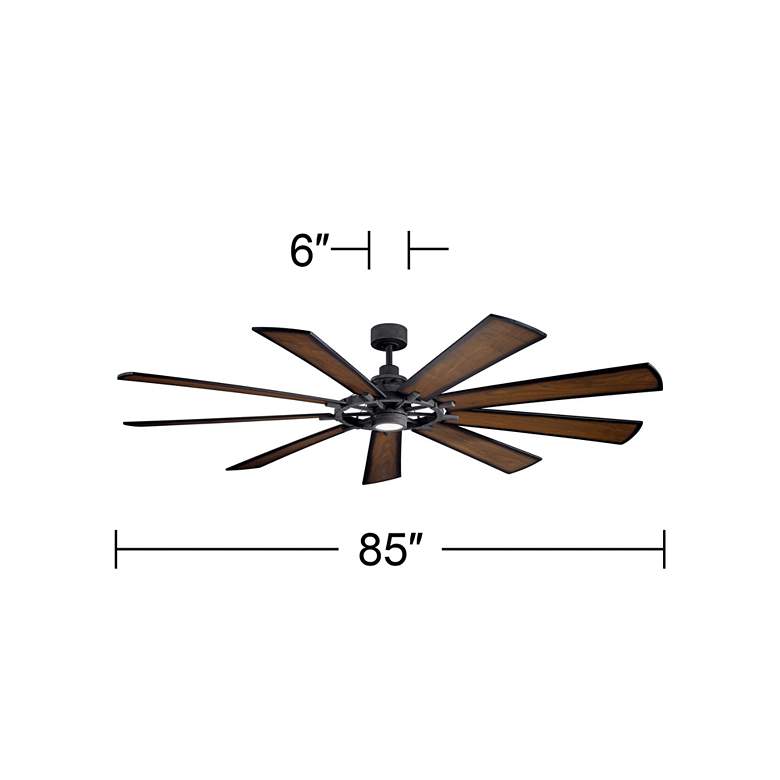 Image 6 85 inch Kichler Gentry XL LED Black Wagon Wheel Fan with Wall Control more views