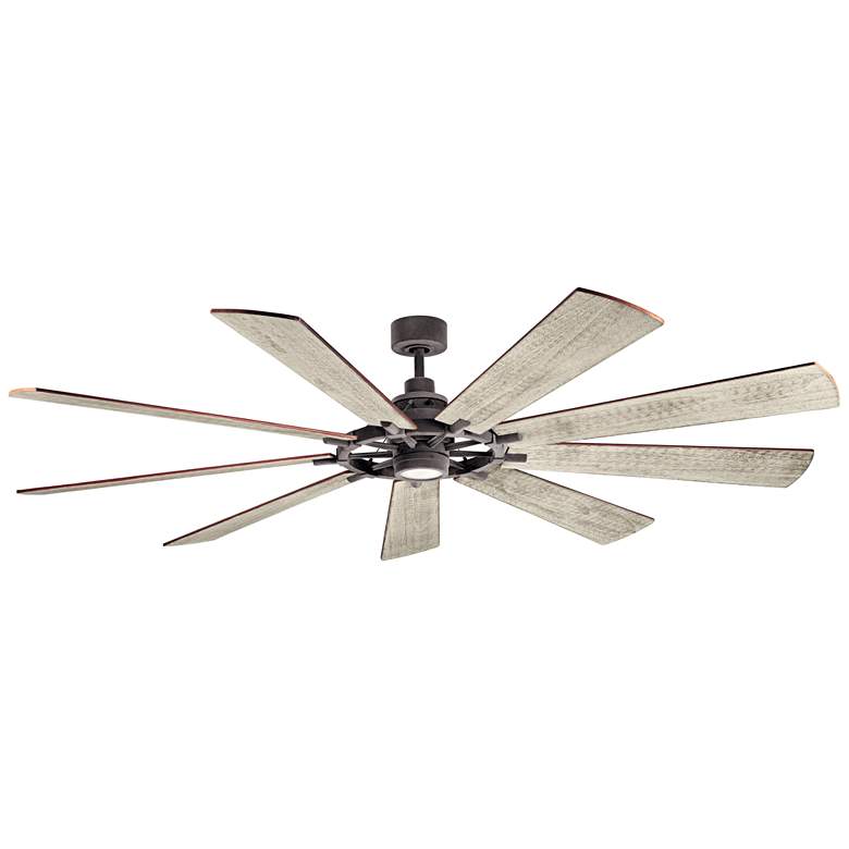 Image 2 85 inch Kichler Gentry XL Zinc LED Damp Ceiling Fan with Wall Control