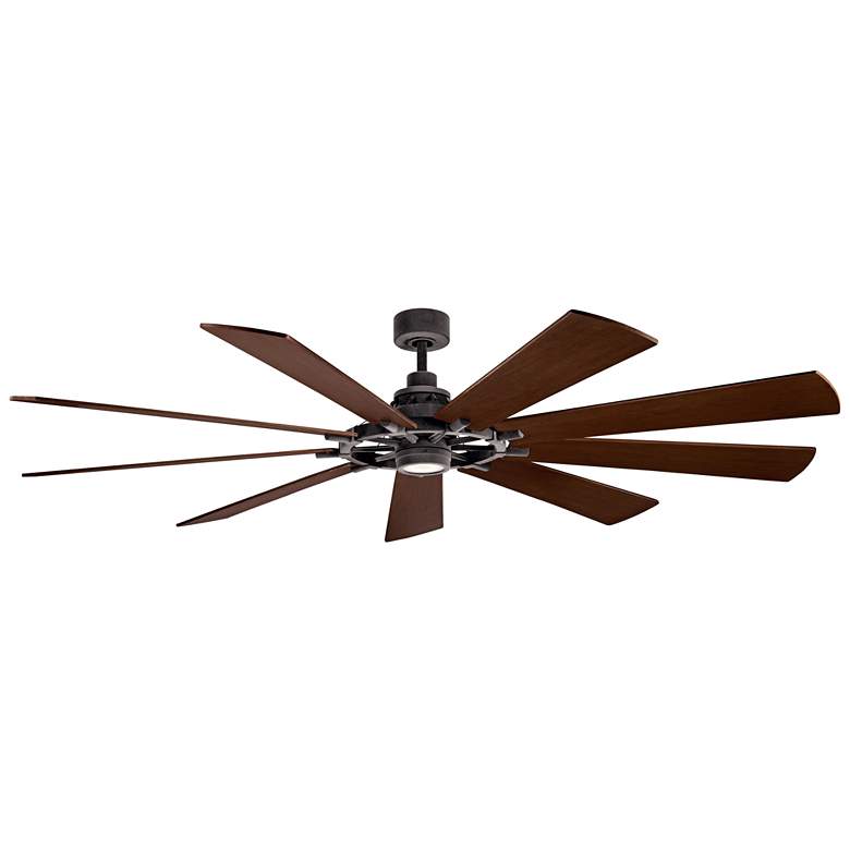 Image 3 85" Kichler Gentry XL Zinc LED Damp Ceiling Fan with Wall Control more views