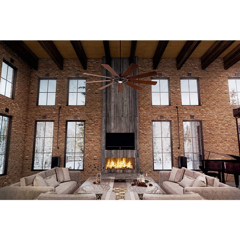 Image 4 85" Kichler Gentry XL Zinc LED Damp Ceiling Fan with Wall Control more views