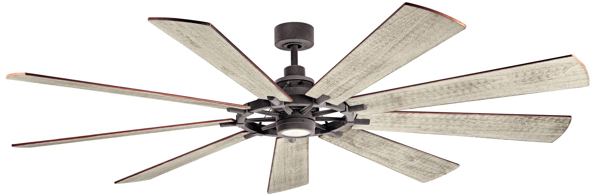 85" Kichler Gentry XL LED Black Wagon Wheel Fan with Wall Control