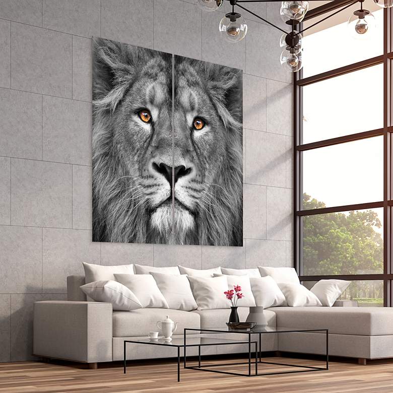 Image 1 King of the Jungle AB 72" High 2-Piece Glass Wall Art Set in scene