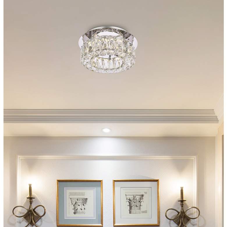 Image 1 Monroe 12" Wide Chrome Crystal LED Ceiling Light in scene