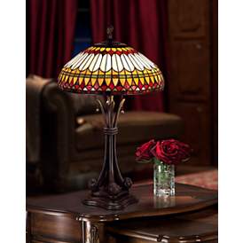 Image1 of Quoizel Western Place 26 1/2" Bronze Tiffany-Style Glass Table Lamp in scene