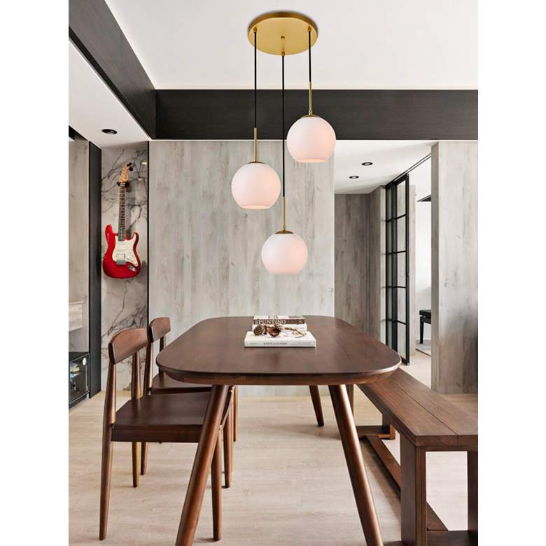 Image 1 Elegant Lighting Baxter 18" Wide Brass Multi-Light Globe Pendant in scene