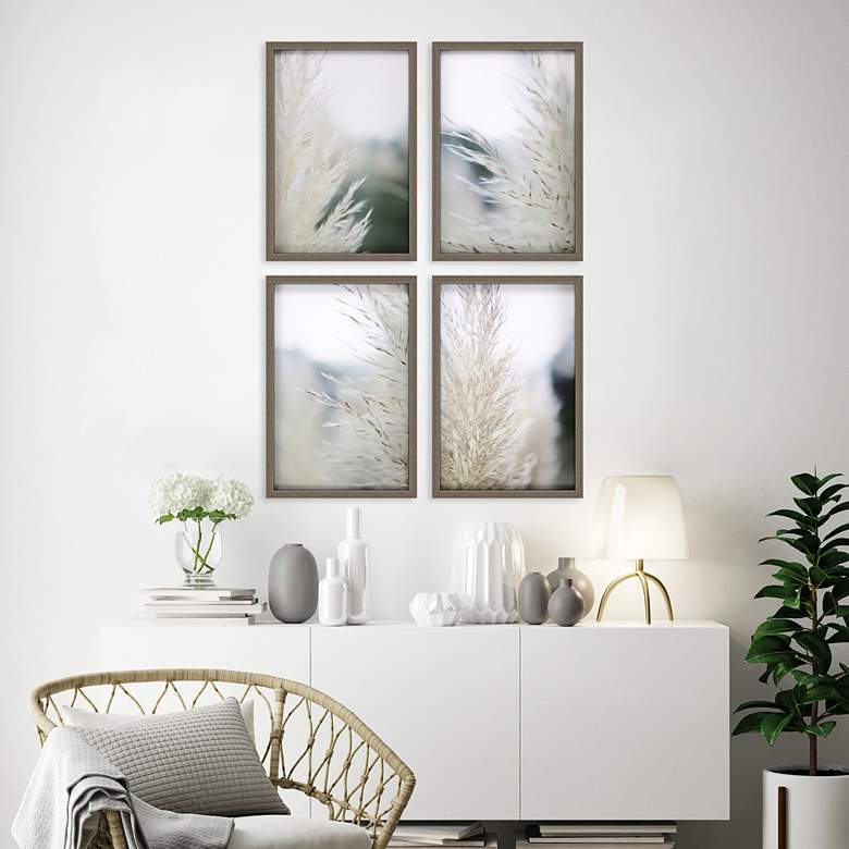 Image 1 Subtle Grasses 26" High 4-Piece Giclee Framed Wall Art Set in scene