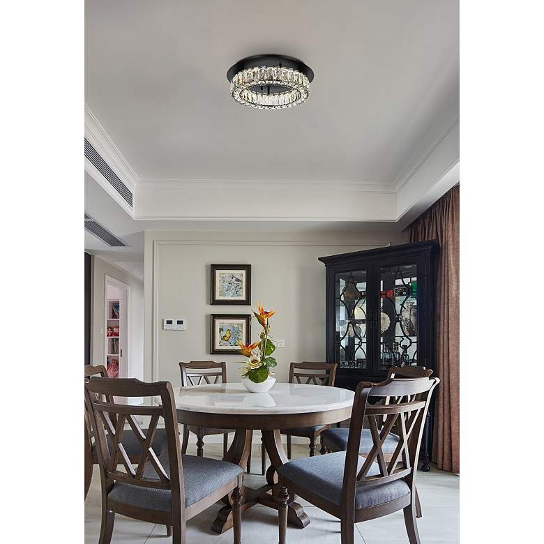 Image 1 Monroe 18" Wide Black and Crystal LED Ceiling Light in scene