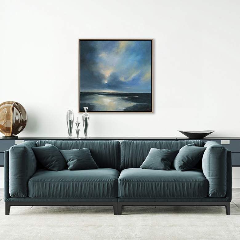 Image 1 River Shadow 41" Square Wood Framed Giclee Canvas Wall Art in scene