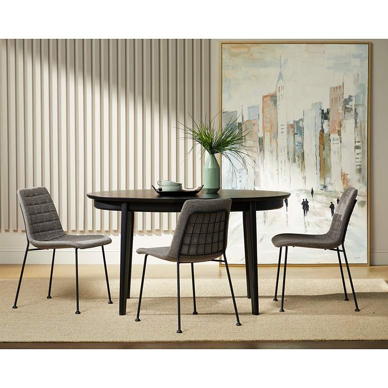 Image 1 Atle 53 1/2 inch Wide Painted Matte Black Wood Oval Dining Table in scene