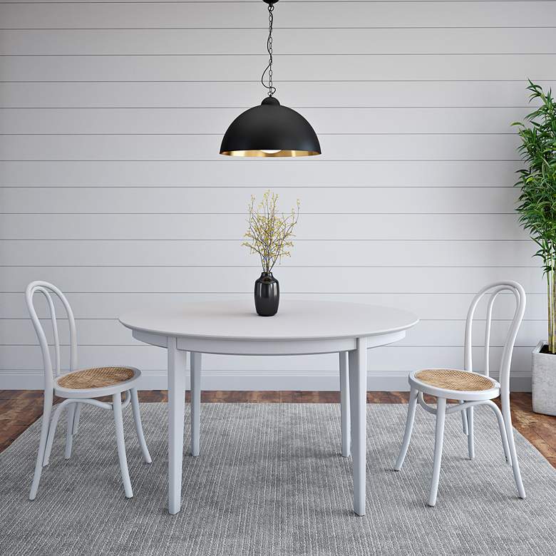 Image 1 Atle 53 1/2 inch Wide Painted Matte White Wood Oval Dining Table in scene
