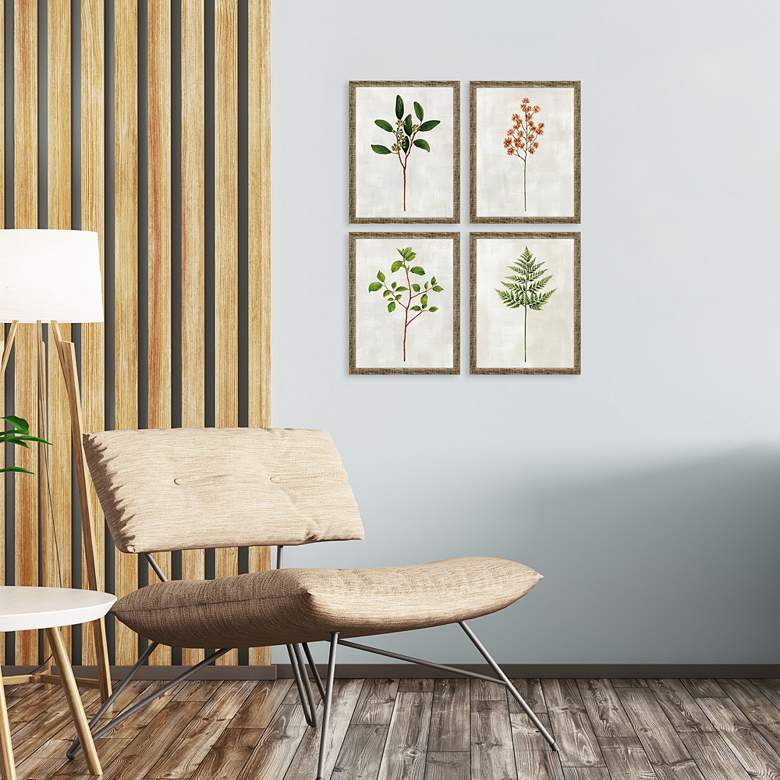 Image 1 Botanical I 17" High 4-Piece Giclee Framed Wall Art Set in scene