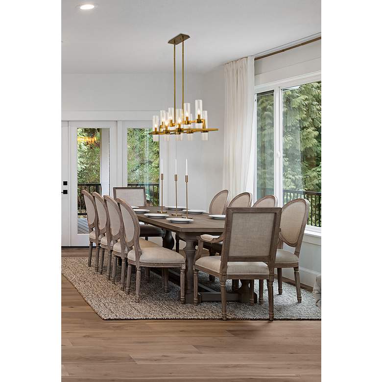 Image 1 Datus 42 1/2" Wide Rubbed Brass 10-Light Island Chandelier in scene