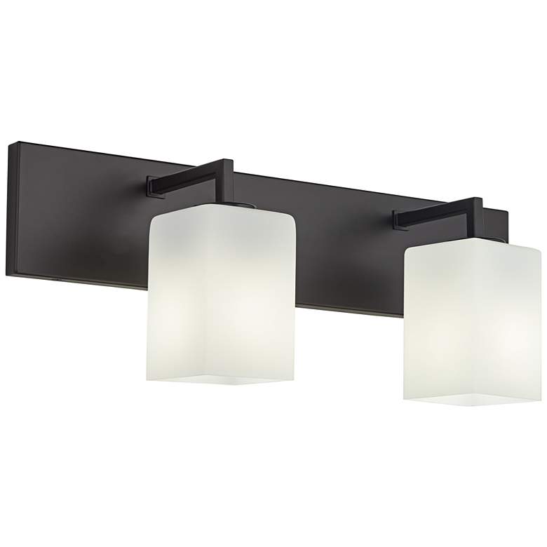 Image 1 85A58 - Vanity Light - Bronze with 2 Glass Shades