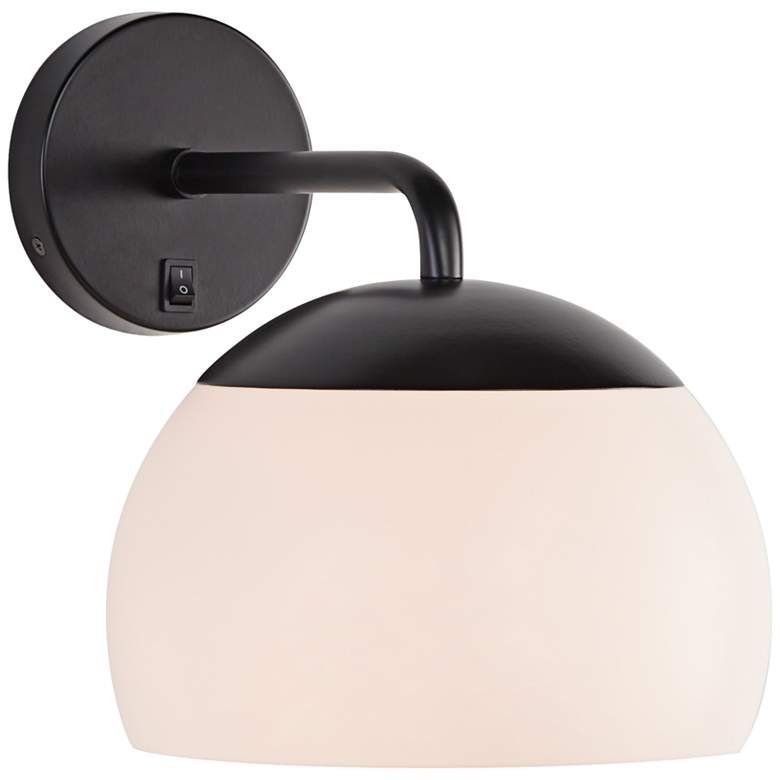 Image 1 85F58 - Black Single Sconce with Dome Acrylic Shade and On/Off switch