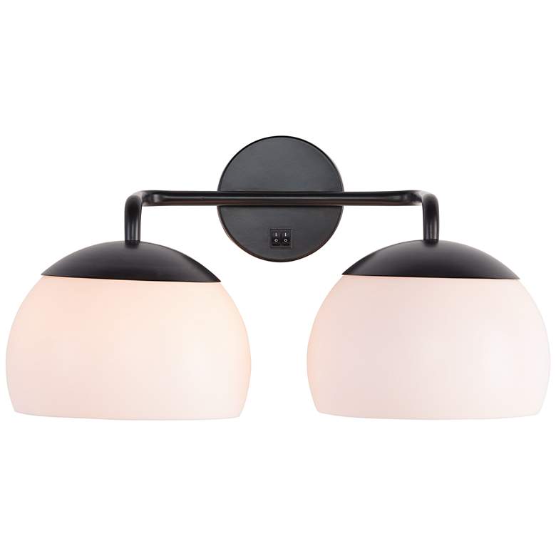 Image 1 85F59 - Black Double Sconce with Dome Acrylic Shade and On/Off Dual Switch