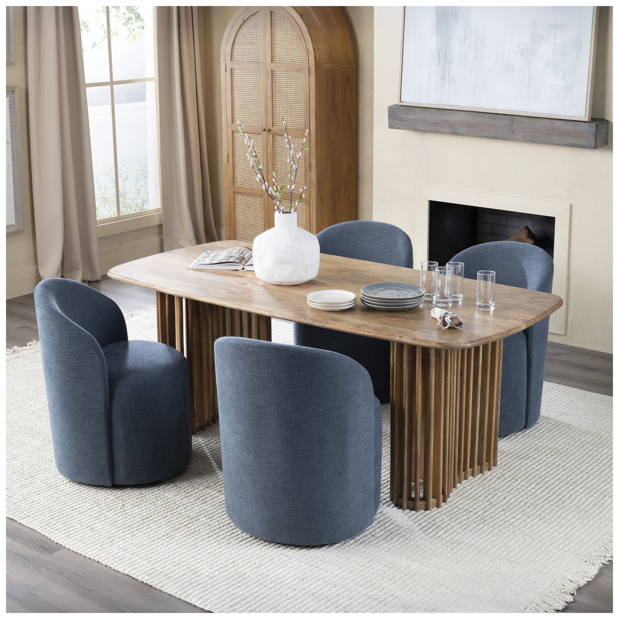 Image 4 86 in. Brown Solid Wood Oval Dining Table more views