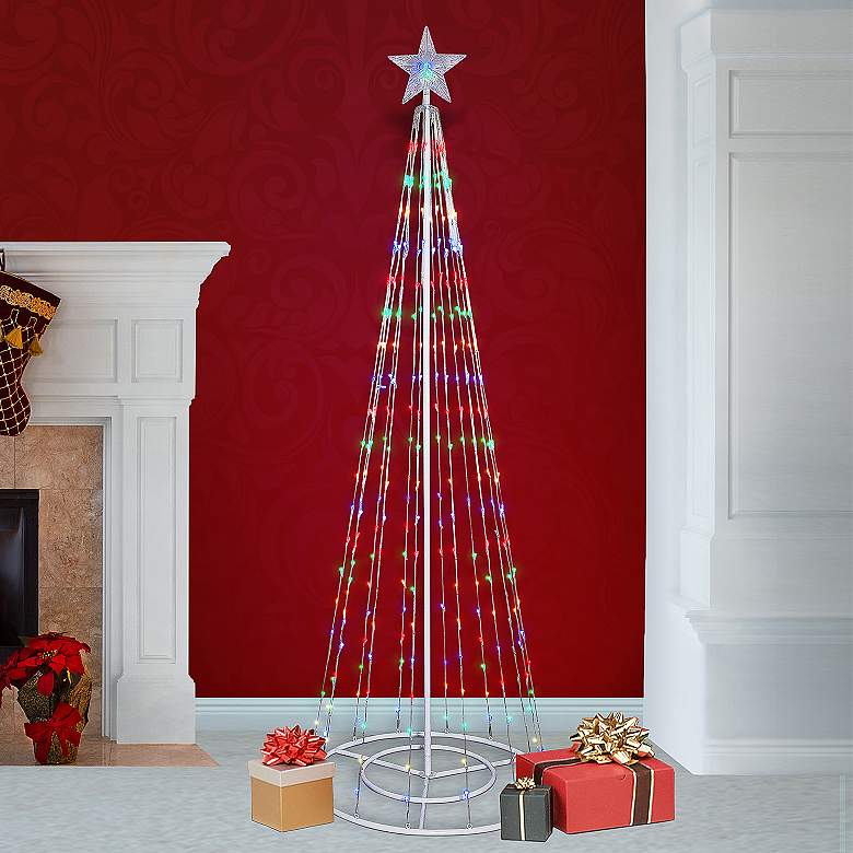 Image 1 86"H LED Artificial Christmas Tree with Glowing Star Topper