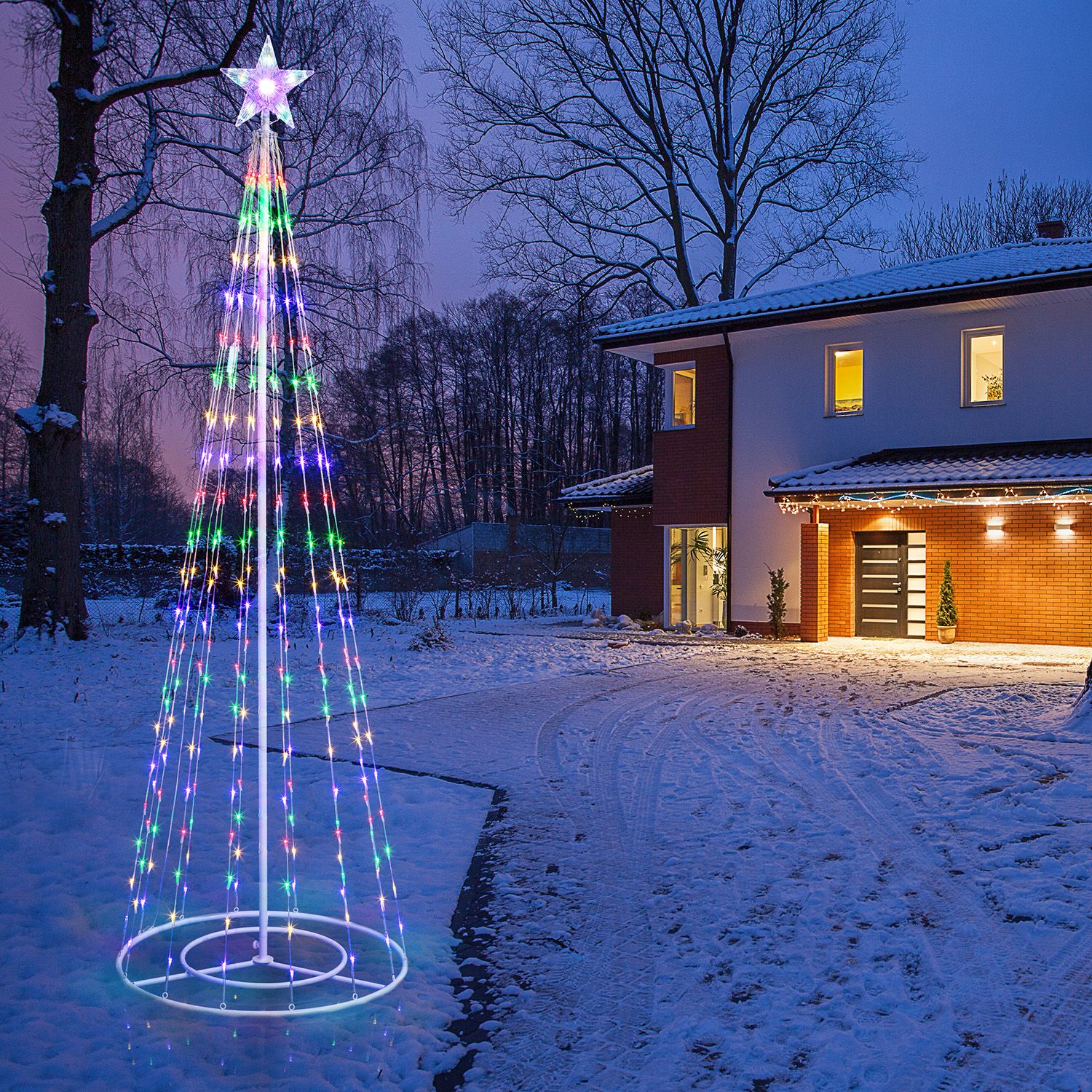 86"H LED Artificial Christmas Tree with Glowing Star Topper