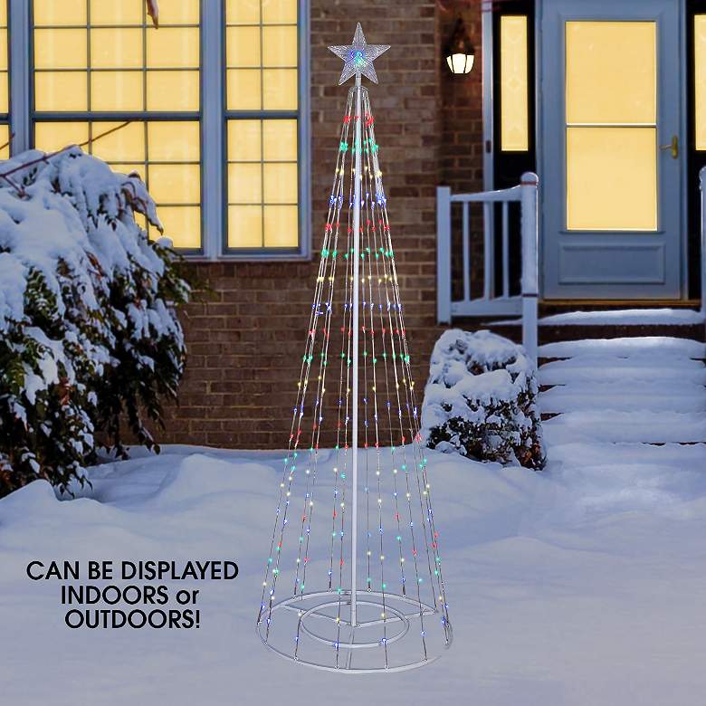 Image 3 86"H LED Artificial Christmas Tree with Glowing Star Topper more views