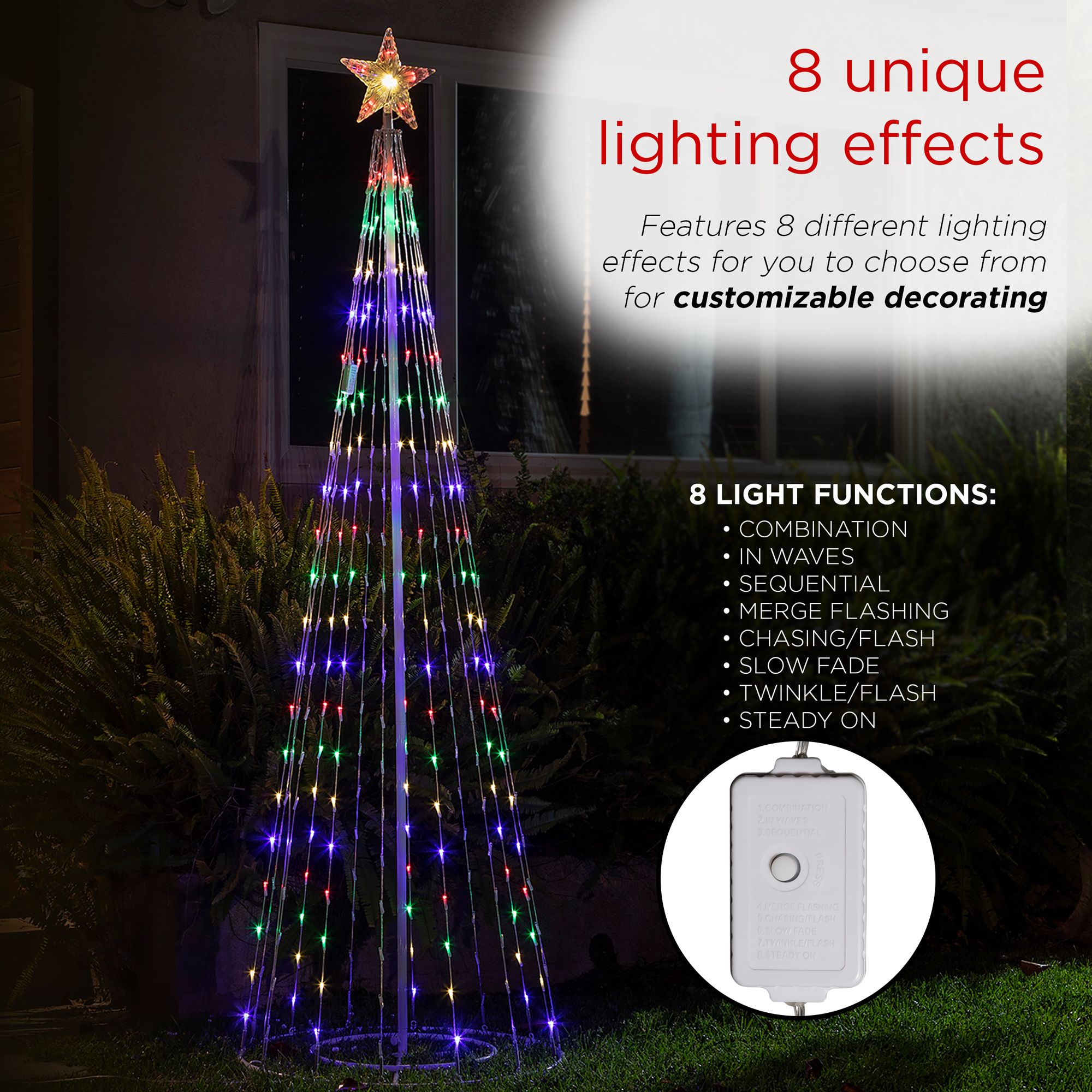 86"H LED Artificial Christmas Tree with Glowing Star Topper