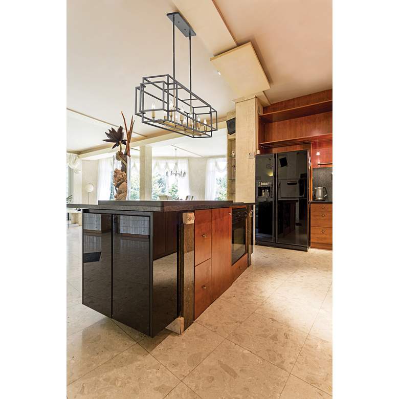 Image 1 Titania 54" Wide Bronze and Brass 10-Light Island Chandelier in scene