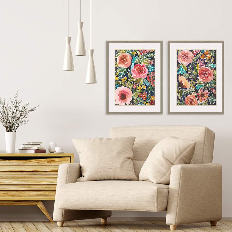 Image 1 Flower Patch 25" High 2-Piece Giclee Framed Wall Art Set in scene
