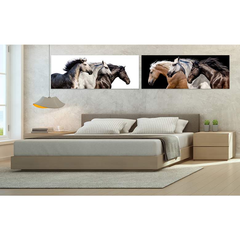 Image 1 Horse 126" Wide Free Floating 2-Piece Glass Wall Art Set in scene