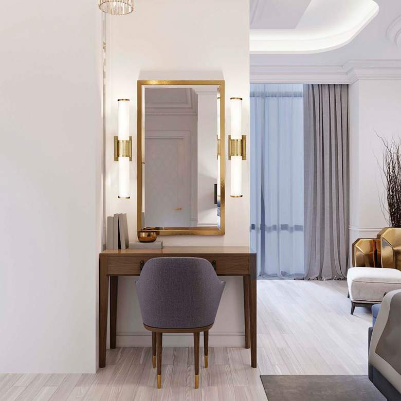 Image 1 Caper; LED Vanity; Brushed Brass with Frosted Lens in scene