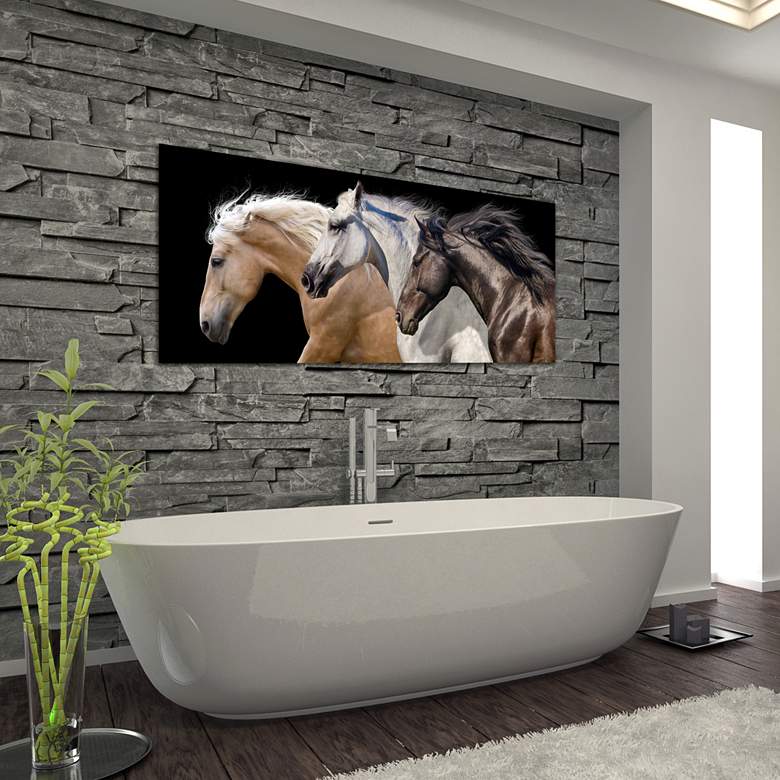 Image 1 Trilogy 2 63" Wide Floating Tempered Glass Graphic Wall Art in scene