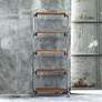 Thumbnail1 of Rhordyn 33" Wide Aged Gunmetal Walnut Wood 5-Shelf Etagere in scene