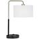 86F16 - Black and Brushed Nickel Double Table Lamp with 2 Outlet