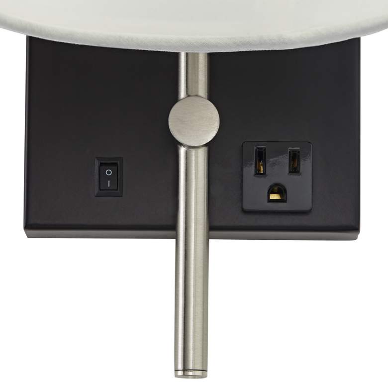 Image 2 86F17 - Black and Brushed Nickel Wall/HB Lamp with 1 Outlet more views