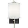 86F17 - Black and Brushed Nickel Wall/HB Lamp with 1 Outlet