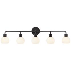 86F42 - 48&quot;W Black Vanity Fixture with Round Shades