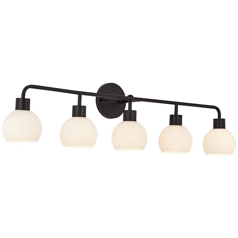 Image 2 86F42 - 48 inchW Black Vanity Fixture with Round Shades more views