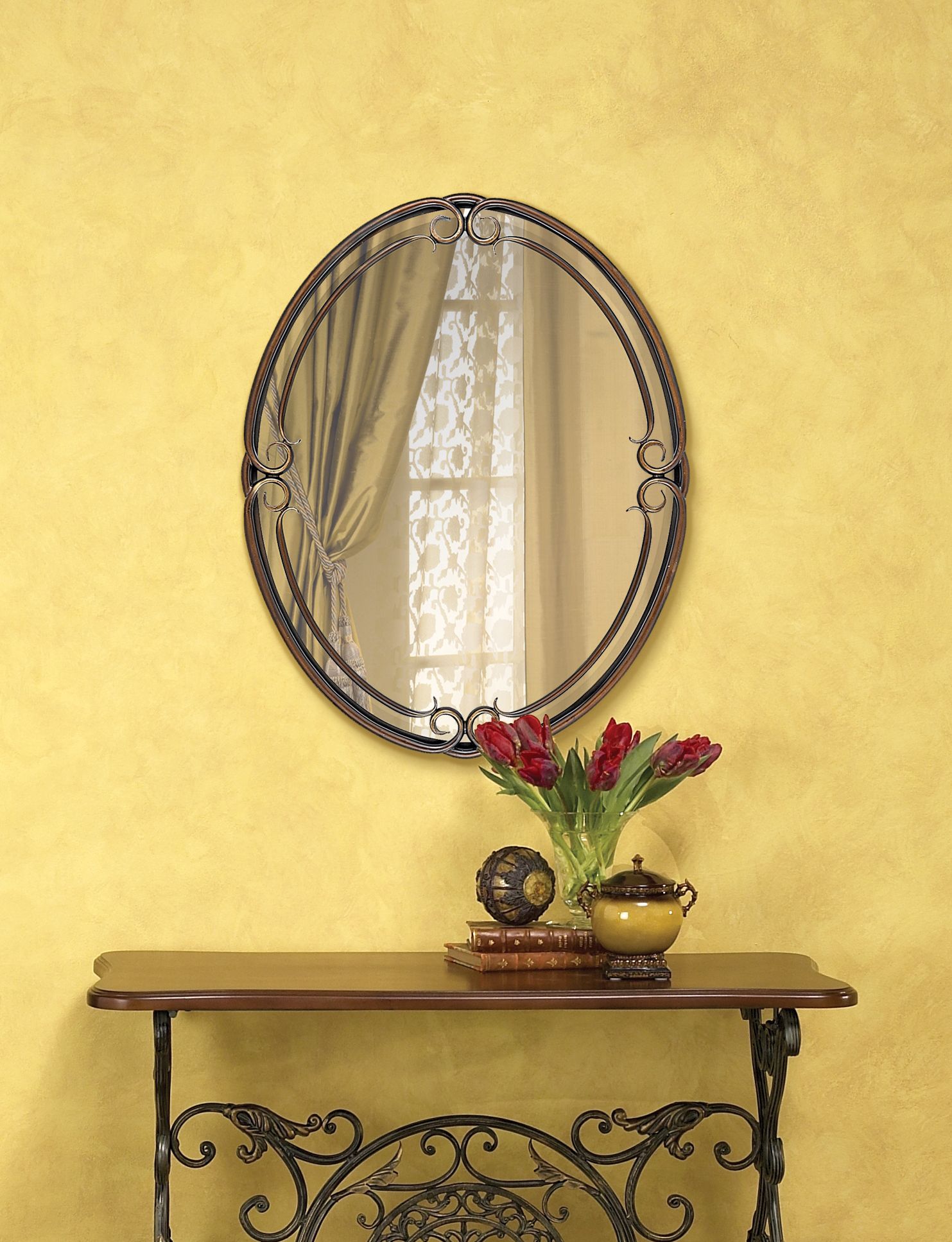 Quoizel Duchess Bronze 24" x 30" Oval Wall Mirror 87015 Lamps Plus